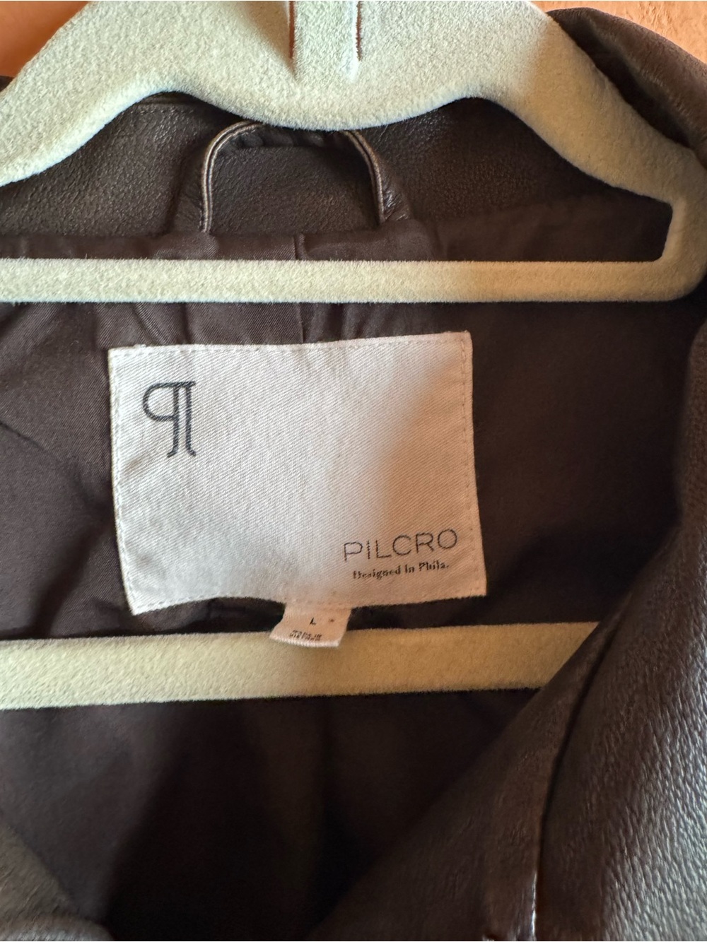 Pilcro Anthropologie Washed Faux Leather Cropped Moto Jacket Brown Size Large - Picture 4 of 11